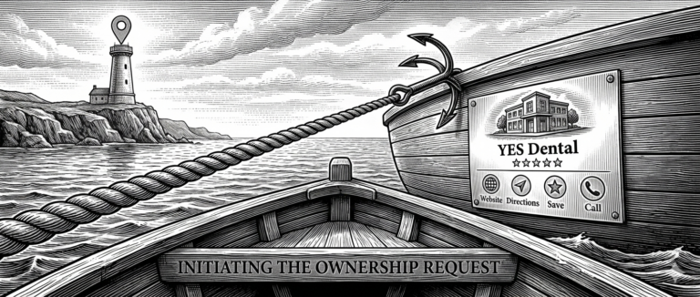 google business knowledge graph as a boat plaque getting hooked by the owner